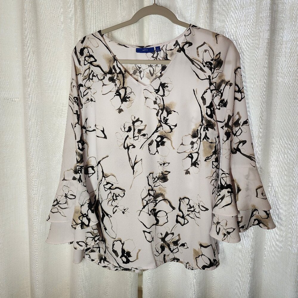 Dress shirt, Apt 9, Med, White with black and tan pattern